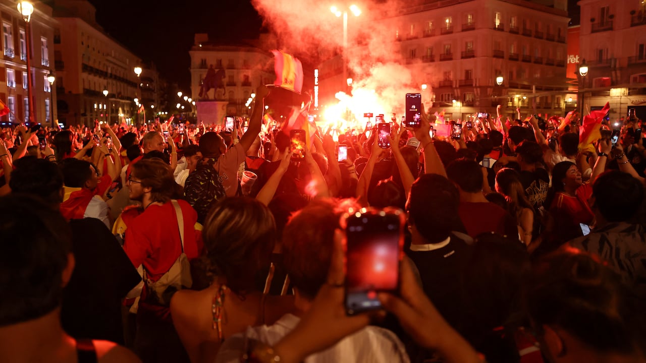 Celebraciones de fanáticos de España en Madrid.