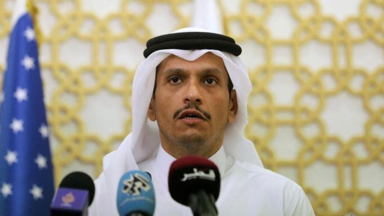 El ministro de Exteriores catarí, Abdul Rahman Al Thani, en una imagen de archivo durante una rueda de prensa en Doha.