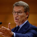 El líder del opositor Partido Popular (PP) de España, Alberto Núñez Feijóo, durante una sesión en el Senado español en Madrid.