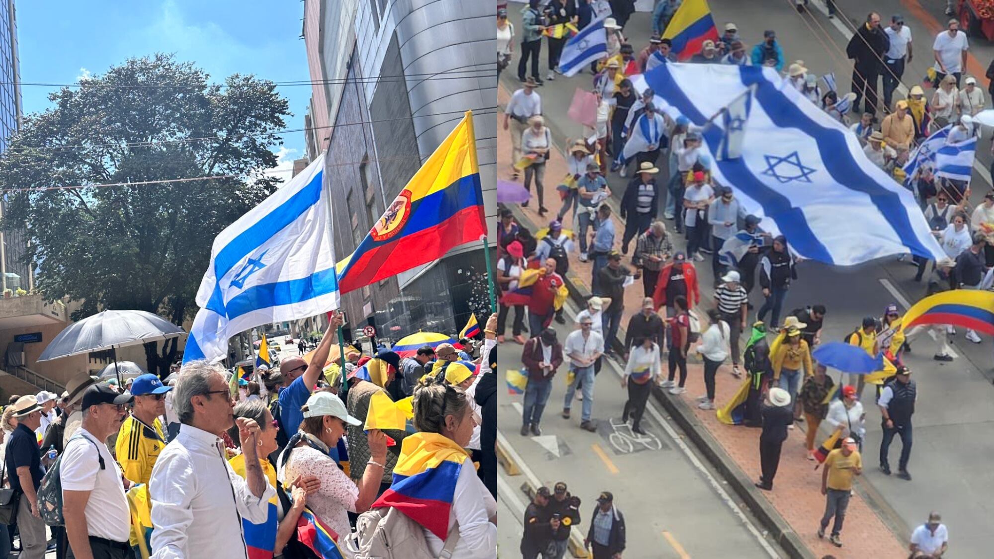 Banderas de Israel en marcha de la oposición.