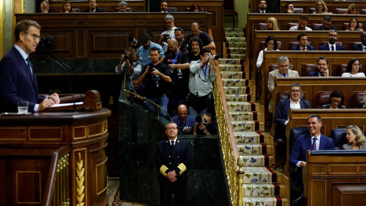 Debate de investidura en el parlamento de Madrid, España, el 29 de septiembre de 2023.