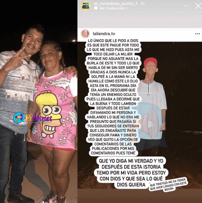 Padrastro de La Liendra arremetió contra el influenciador en un comunicado. Foto: Instagram.