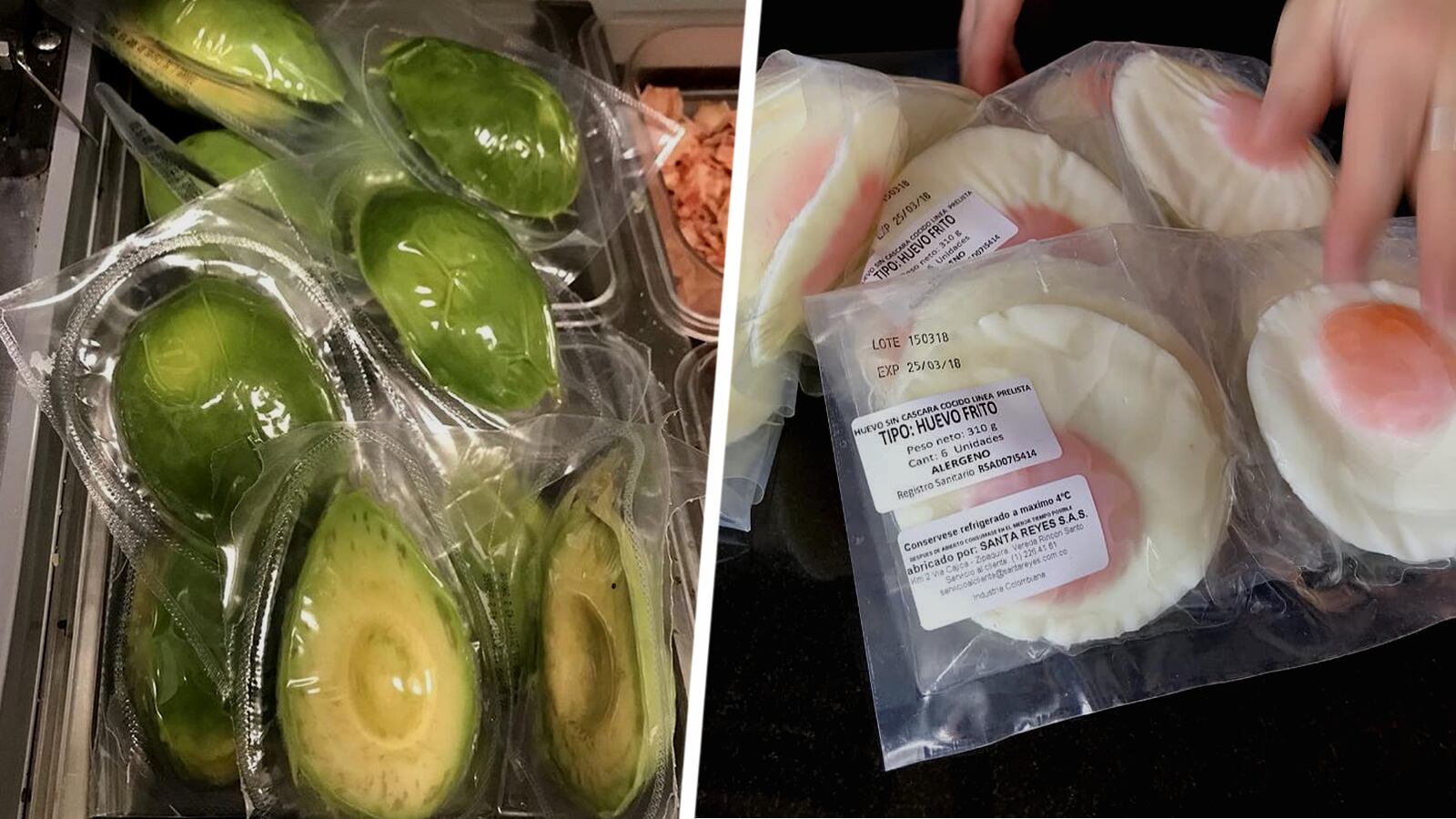 En las últimas semanas, se han difundido imágenes de acuacates rebanados y hasta de huevos fritos envueltos en plástico.