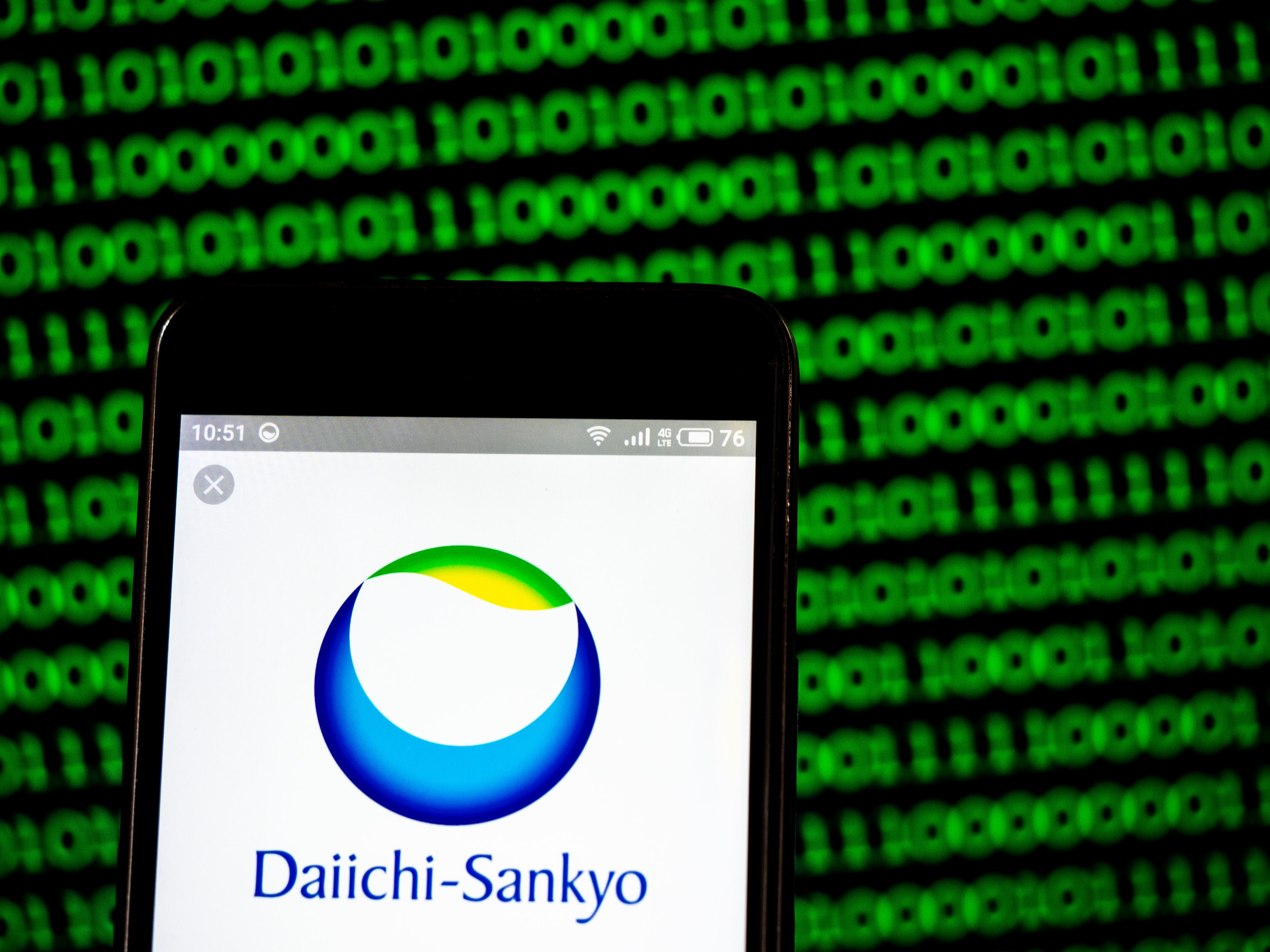 UKRAINE - 2019/03/15: In this photo illustration, the Daiichi Sankyo Company, Limited company logo seen displayed on a smartphone. (Photo Illustration by Igor Golovniov/SOPA Images/LightRocket via Getty Images)