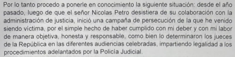 El investigador Víctor Forero aseguró que los seguimientos iniciaron cuando Nicolás Petro desistió de colaborar con la justicia.