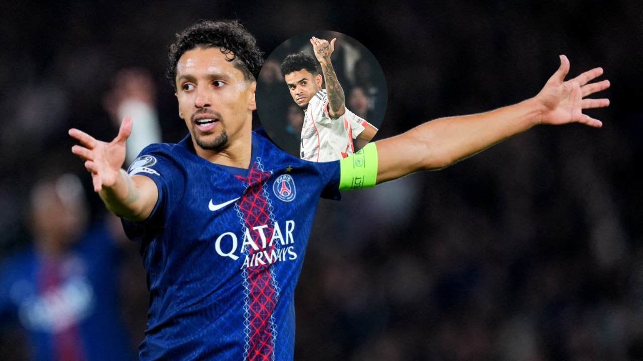 Marquinhos, capitán del PSG / Luis Díaz, volante del Bayern Múnich. AFP.