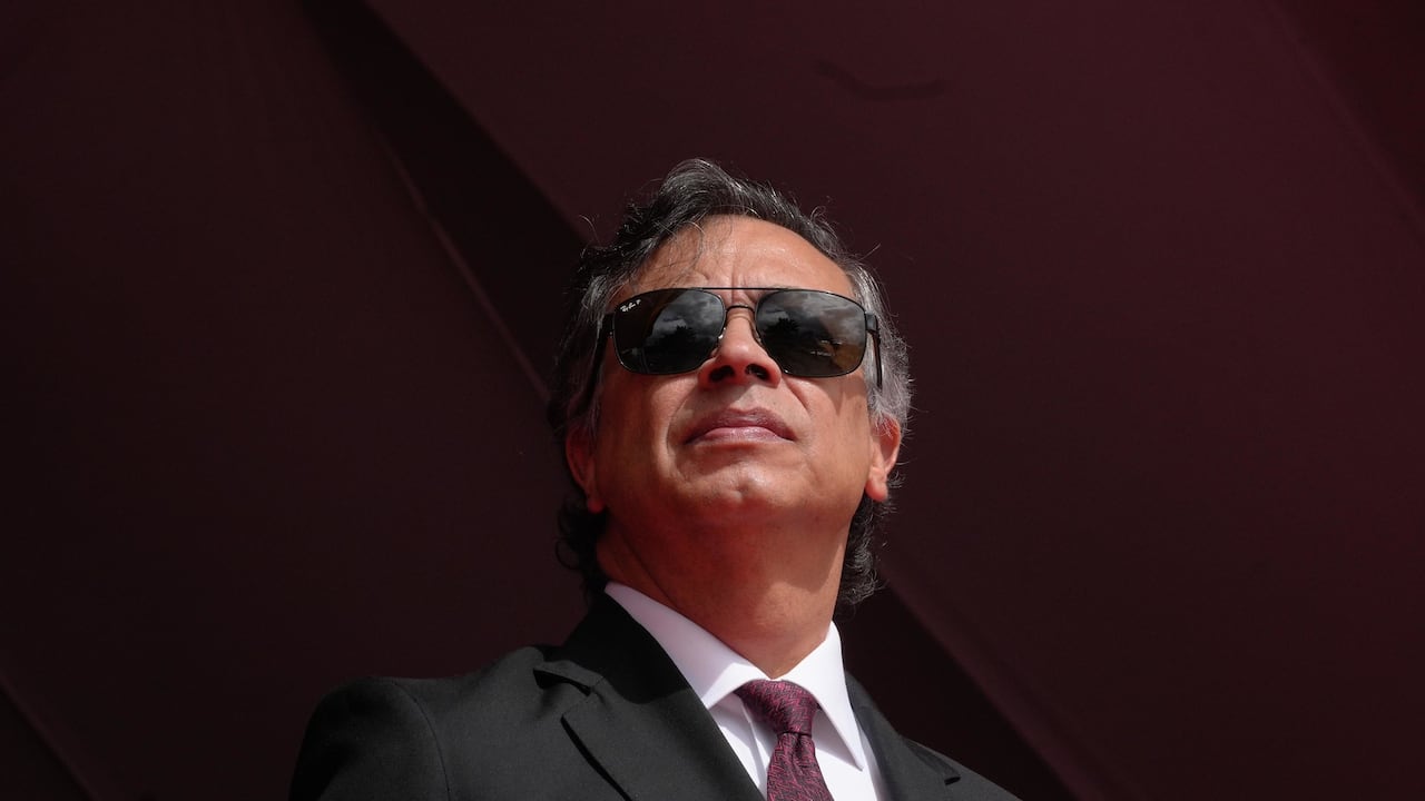 El presidente Gustavo Petro durante el desfile militar del 20 de julio en Bogotá.