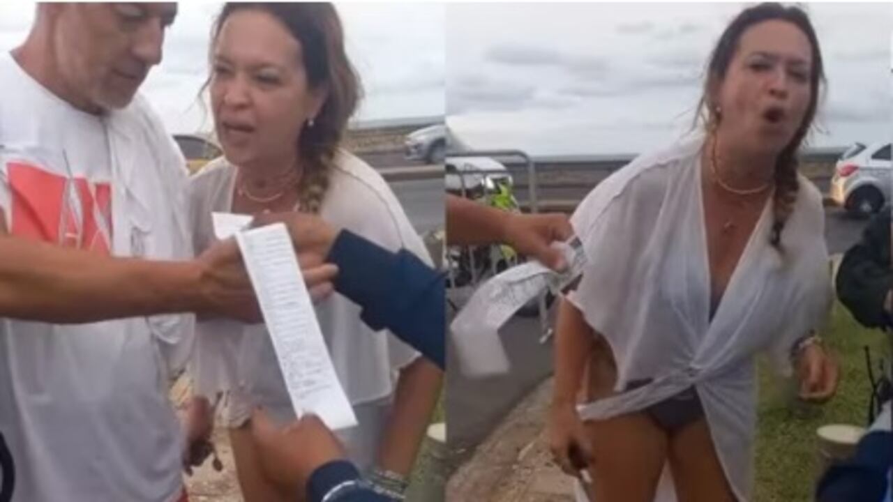 Mujer insulta a policías en Cartagena luego de que le interpusieran un comparendo por conducir en estado de embriaguez.