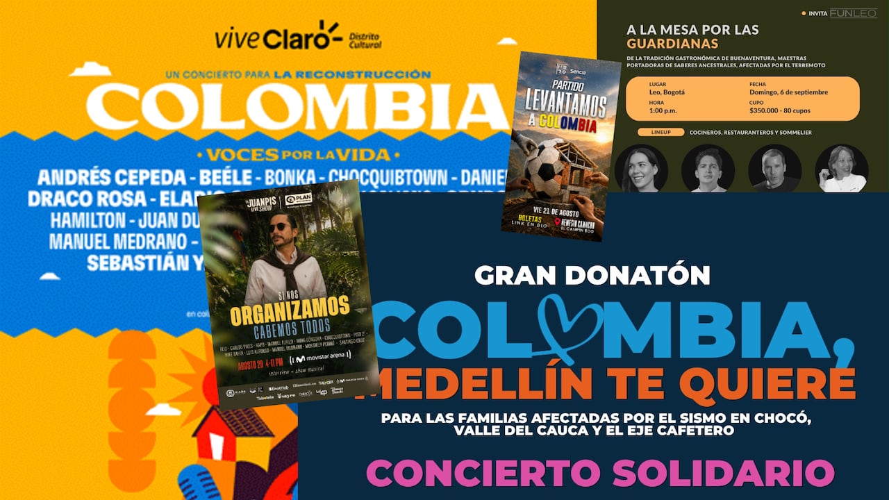 Eventos e iniciativas para recaudar fondos para los damnificados del terremoto en Colombia