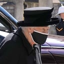 La reina Isabel II de Gran Bretaña llega antes del funeral del príncipe Felipe en el Castillo de Windsor, Windsor, Inglaterra, el sábado 17 de abril de 2021. El príncipe Felipe murió el 9 de abril a la edad de 99 años después de 73 años de matrimonio con la reina Isabel II de Gran Bretaña. (Jonathan Brady / Pool vía AP)