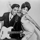 CIRCA 1961: Husband-and-wife R&B duo Ike & Tina Turner pose for a portrait in circa 1961. Ike Turner is holding a Fender Stratocaster electric guitar. (Photo by Michael Ochs Archives/Getty Images)