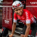 Nairo Quintana sonriendo tras su buena actuación en la quinta etapa del Tour de Francia.
