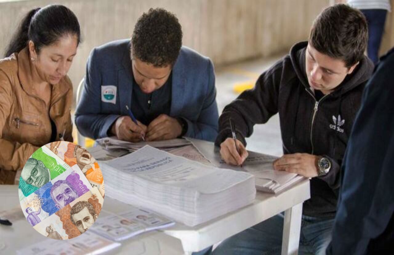 Jurados de votación y dinero colombiano.