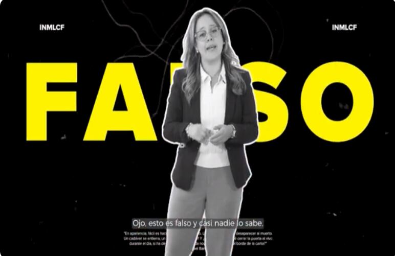 La funcionaria de Medicina Legal en el video expiicativo sobre las personas desaparecidas