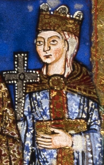 La emperatriz Matilda tal y como aparece representada en los Evangelios de Enrique el León (hacia 1188). Biblioteca Estatal de Baviera, Múnich
