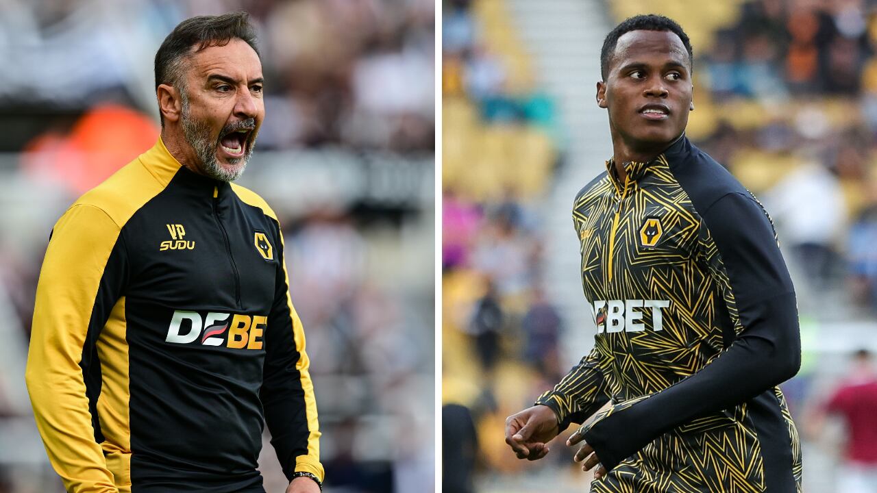 Vítor Pereira (izq) técnico de Wolverhampton, tomó nueva medida sobe Jhon Arias. Ahora ante Leeds.