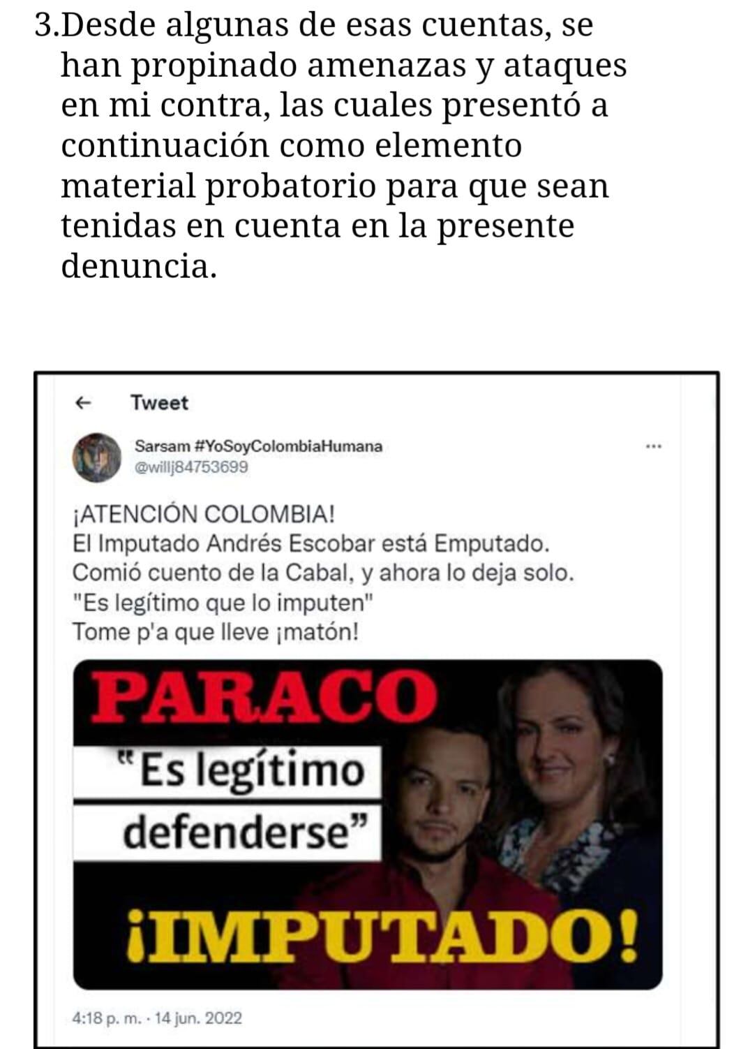 Esta es una de las pruebas que presentó María Fernanda Cabal de los ataques en redes sociales desde Rusia.