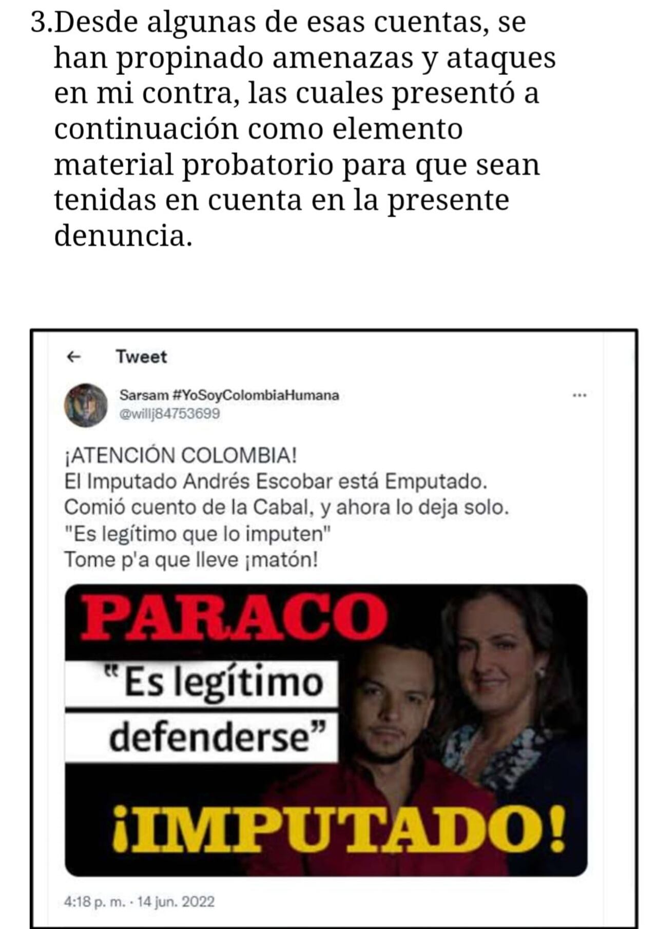 Esta es una de las pruebas que presentó María Fernanda Cabal de los ataques en redes sociales desde Rusia.