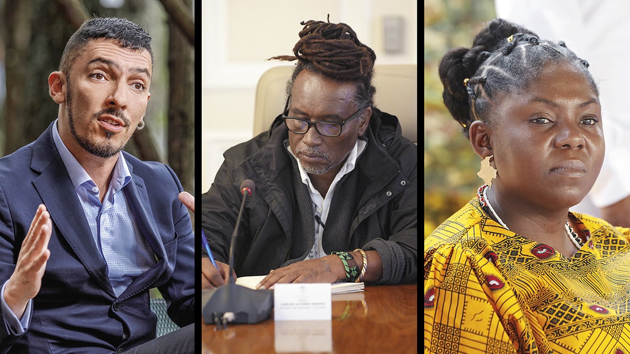 Francia Márquez, Carlos Rosero y Juan Florián, exministros.