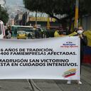 Protestas en San Victorino exigiendo apertura de madrugón en su horario habitual