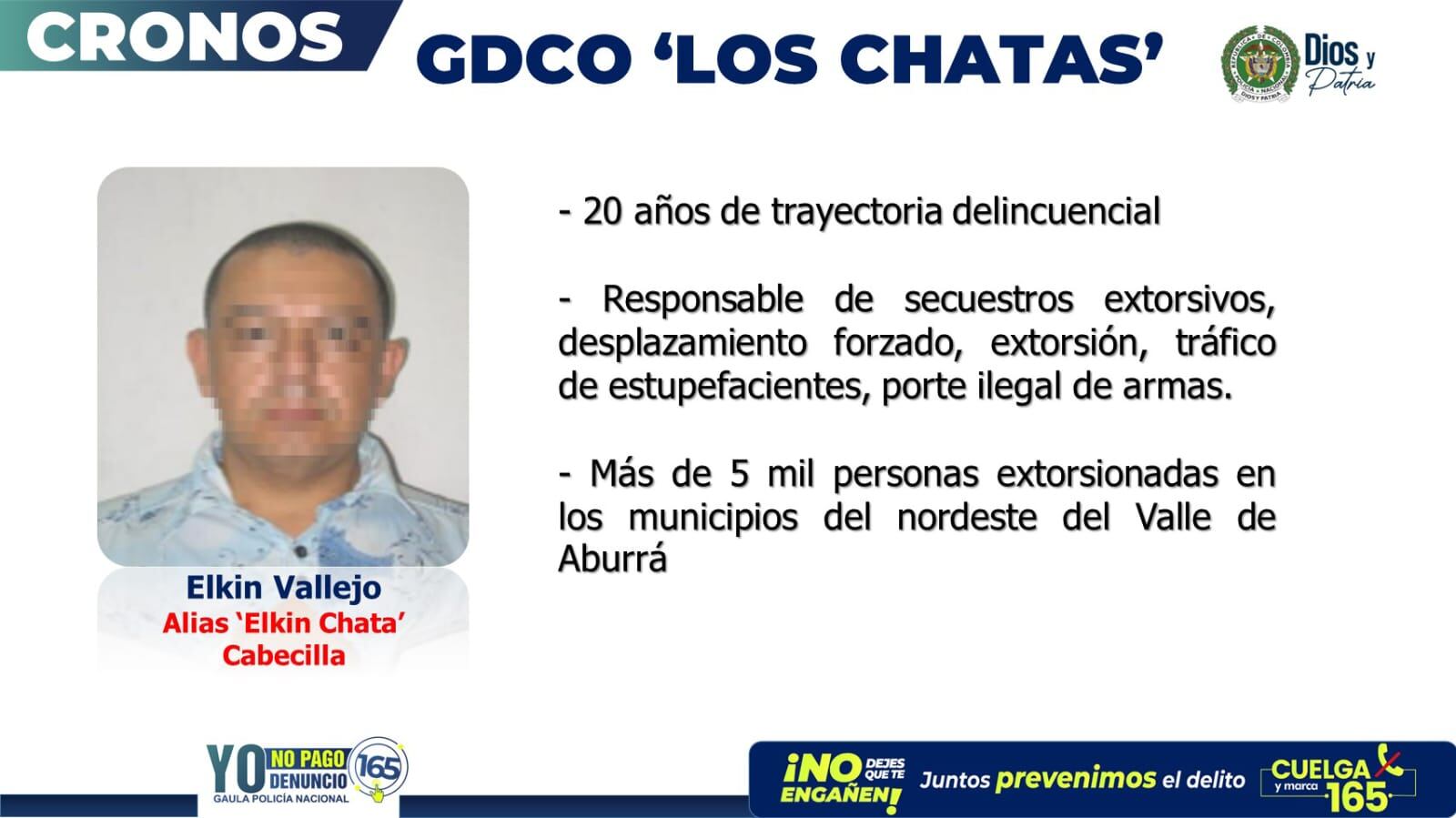 Las autoridades aseguran que este hombre tiene 20 años de trayectoria delincuencial