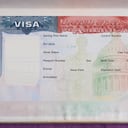 Blank american visa in passport page. Empty visa to enter United state of america