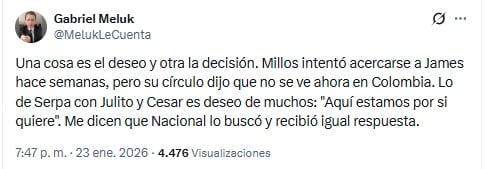 Pantallazo X: @MelukLeCuenta