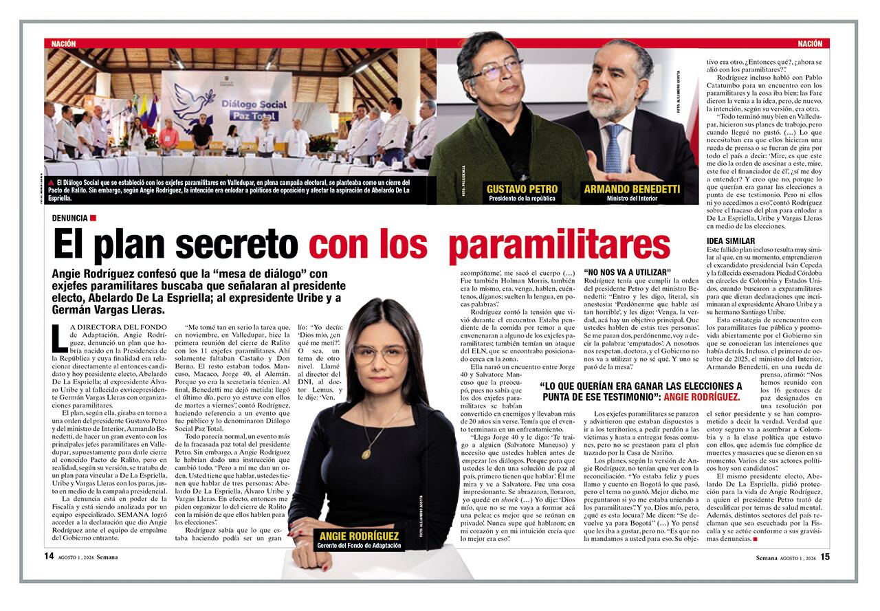 Angie Rodríguez reveló el intento que hizo el gobierno Petro para enlodar a Abelardo De La Espriella, Álvaro Uribe y Germán Vargas Lleras.
