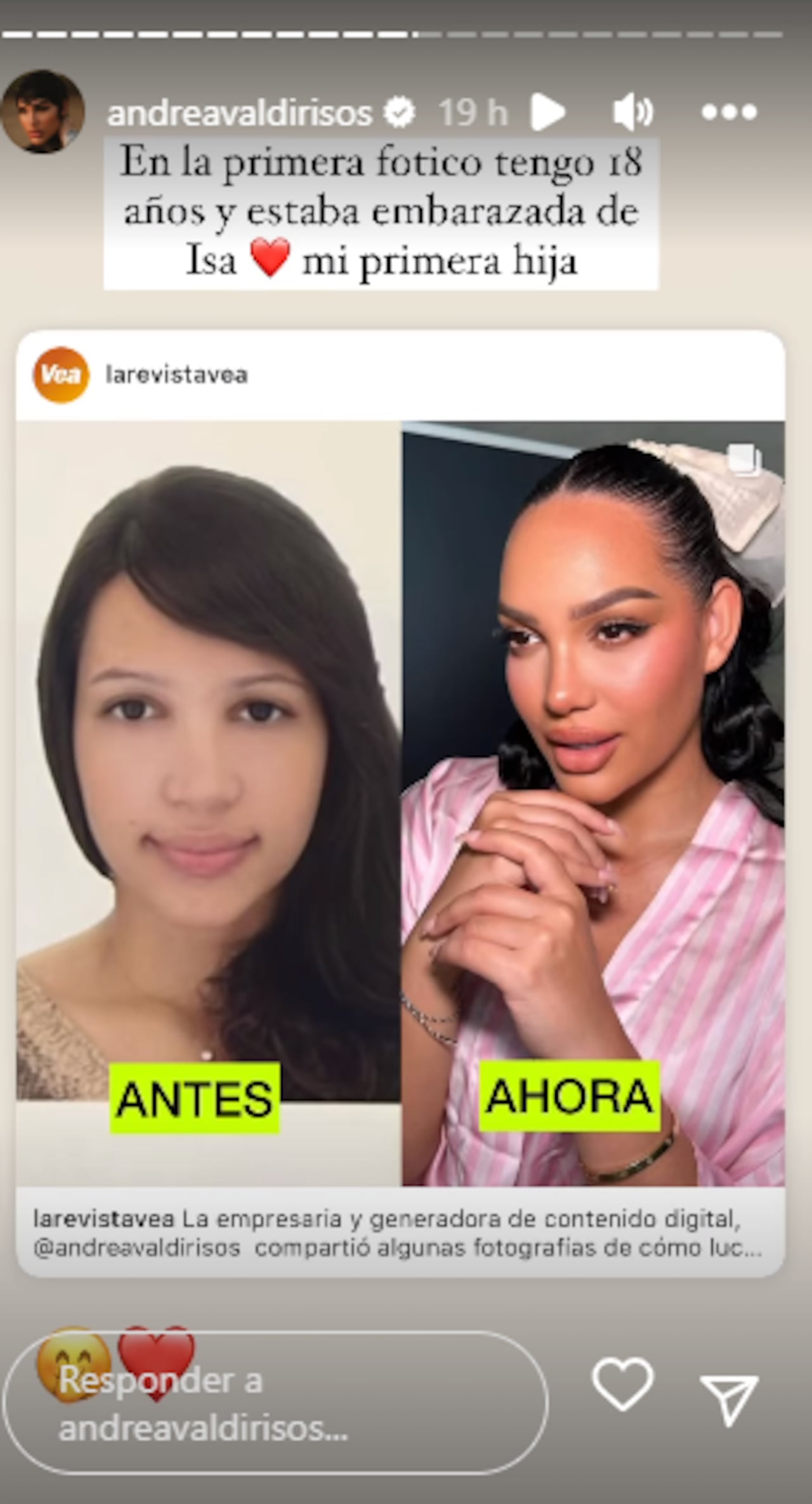 Andrea Valdiri mostró fotos de su pasado