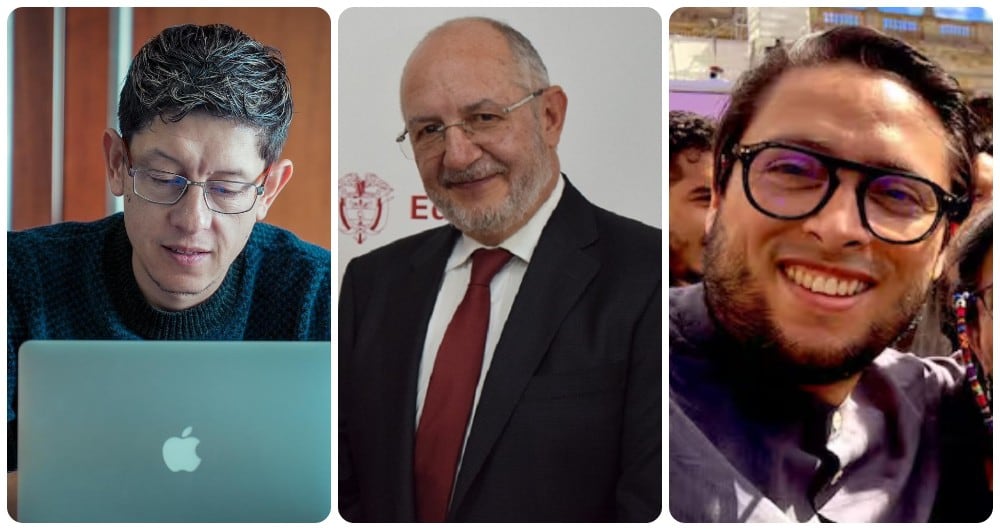 El ministro de Educación, Daniel Rojas, el viceministro saliente, Alejandro Álvarez y el entrante, Ricardo Moreno Patiño.