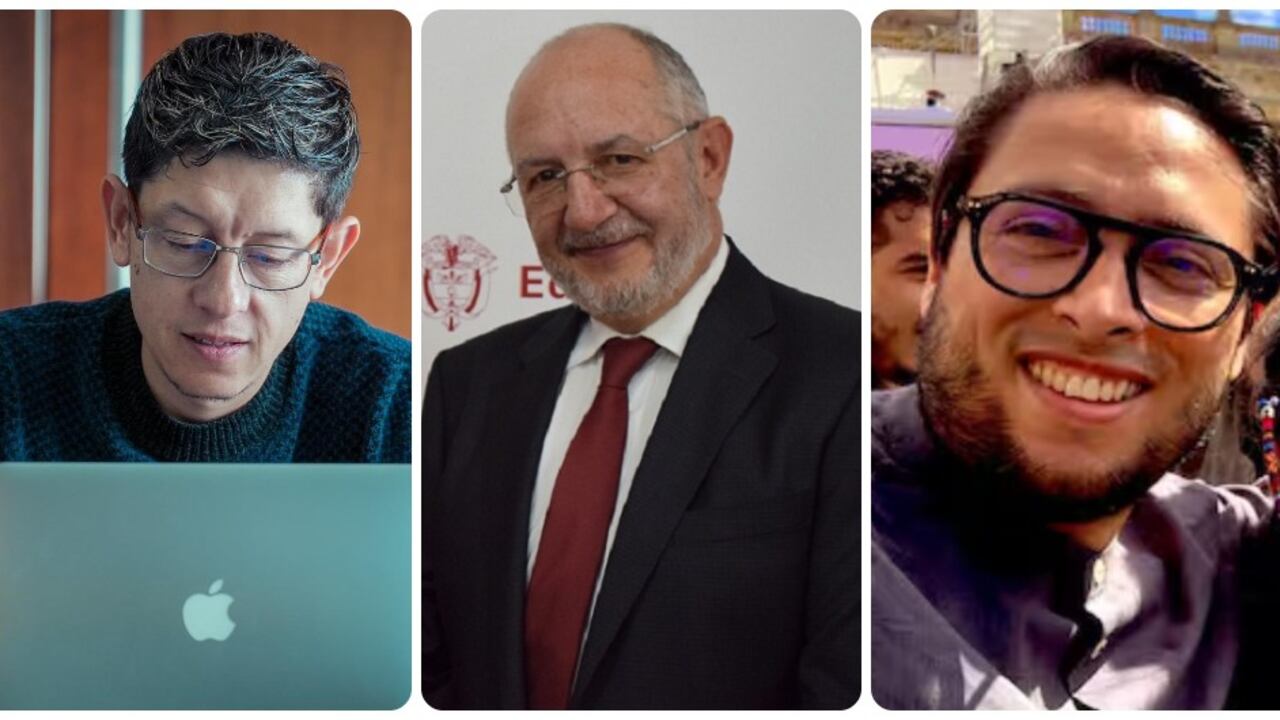 El ministro de Educación, Daniel Rojas; el viceministro saliente, Alejandro Álvarez, y el entrante, Ricardo Moreno Patiño.