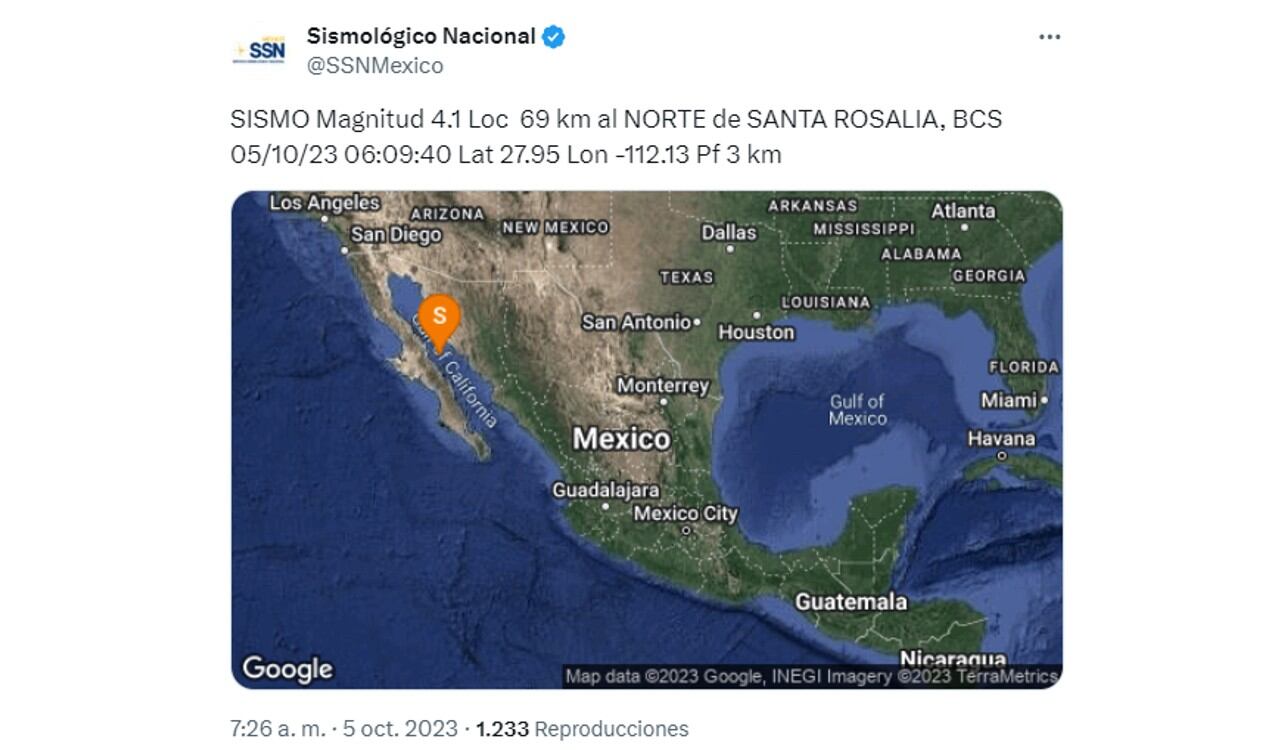 Así reportó el SSN el sismo en México el jueves 5 de octubre