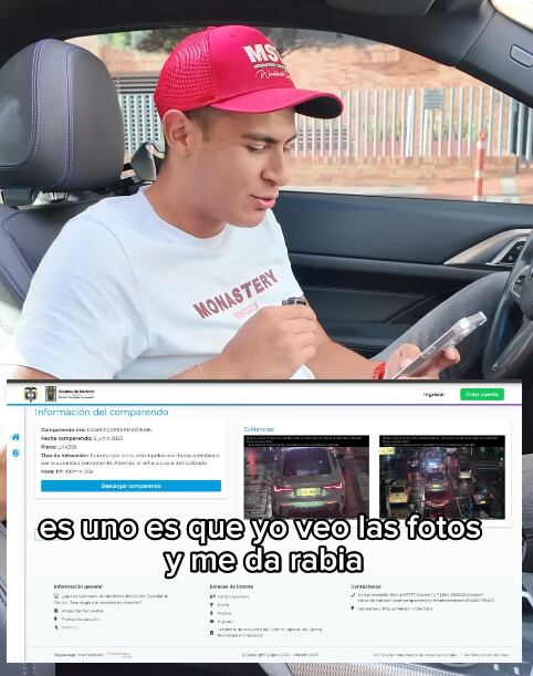 El influenciador señaló que recibió una fotomulta por pico y placa, pese a que su carro fue transportado en grúa.