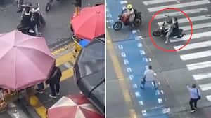 Los señalados ladrones huyeron en moto, según imágenes de la zona.