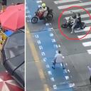 Los señalados ladrones huyeron en moto, según imágenes de la zona.