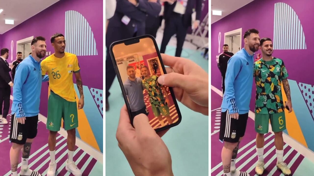 Al término del partido, los australianos no pudieron evitar querer pedirle una foto a Messi en Qatar 2022.