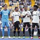 Refuerzos de Millonarios para el 2026-II, entre los que se encuentra James Aguirre (segundo de izquierda a derecha)