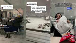 La mujer recibió una serie de obsequios para que su permanencia en el aeropuerto no fue tan aburrida.