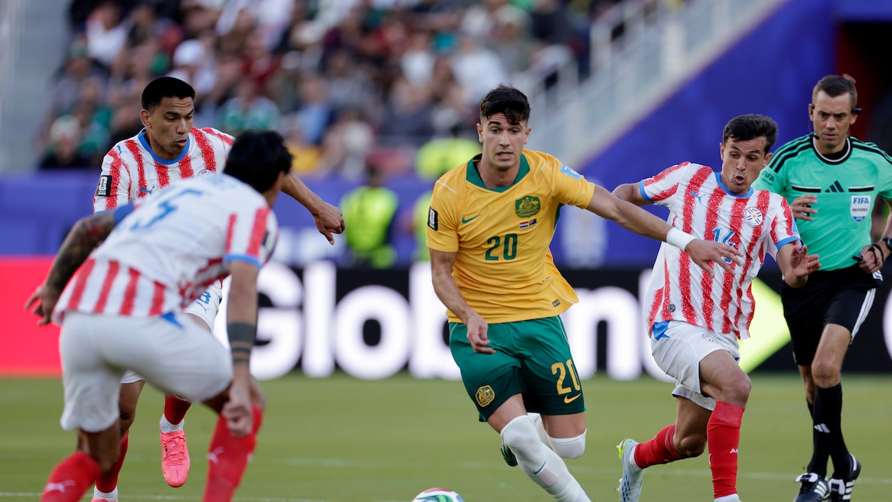 Cristian Volpato en el partido de Australia vs. Paraguay por la fase de grupos del Mundial 2026.