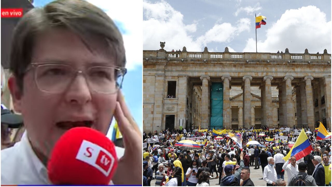 Miguel Uribe en la Plaza de Bolívar (Bogotá), durante las manifestaciones del 26 de septiembre.