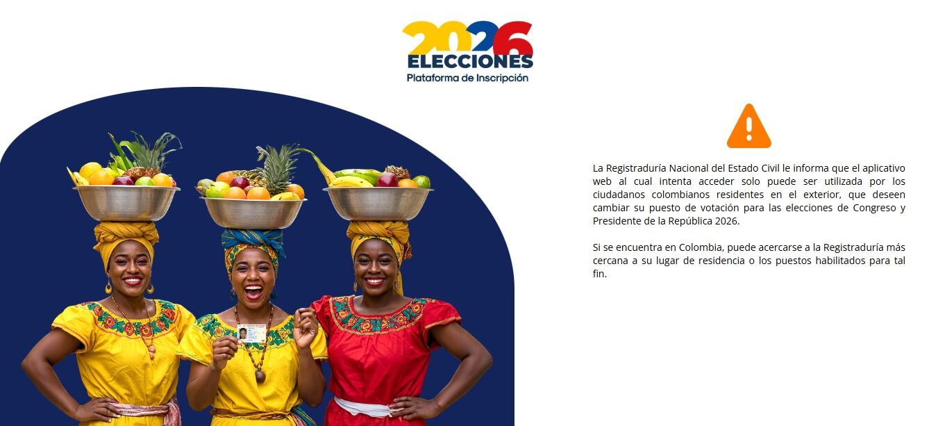 Pantallazo Registraduría en Colombia