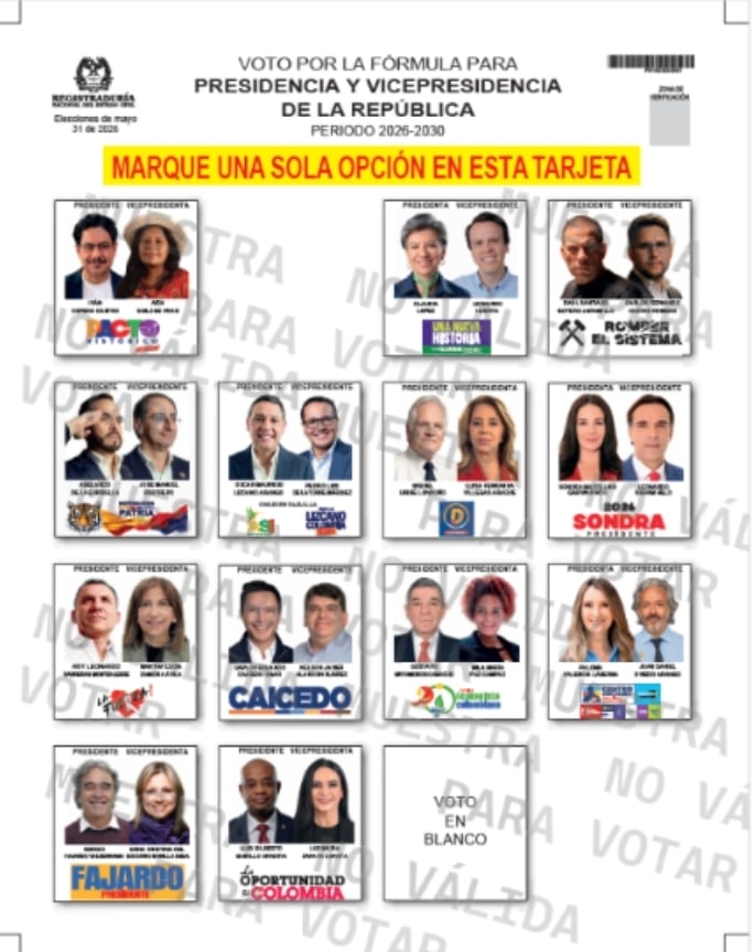 Tarjetón electoral para el 31 de mayo.