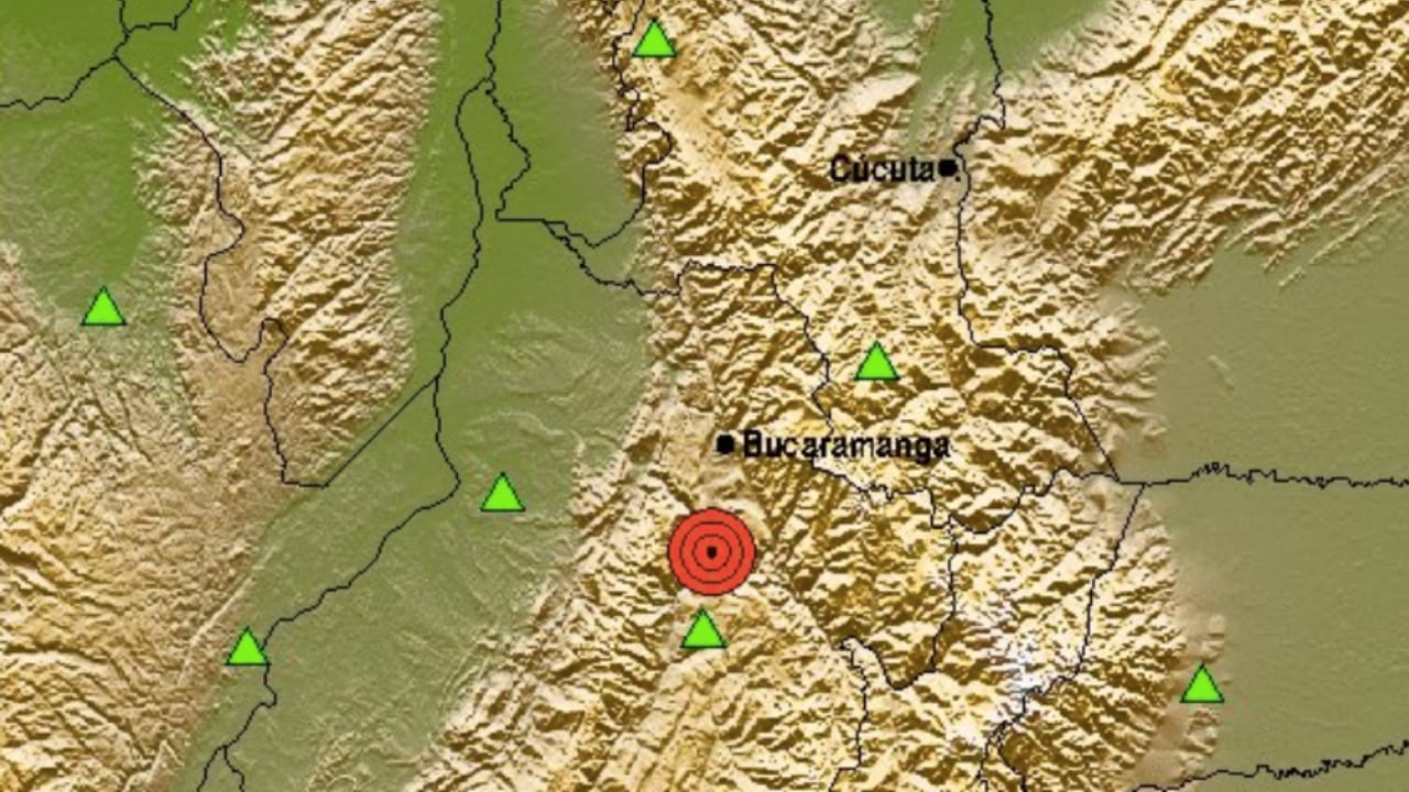 El registro del SGC sobre el temblor en Los Santos, Santander, hoy domingo 25 de enero.