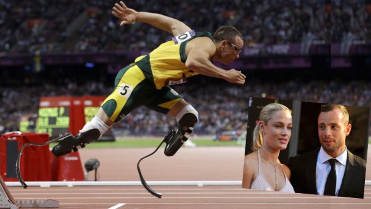 La fallecida modelo Reeva Steenkamp y su novio, el medallista de oro paralímpico Oscar Pistorius, acusado de asesinarla.