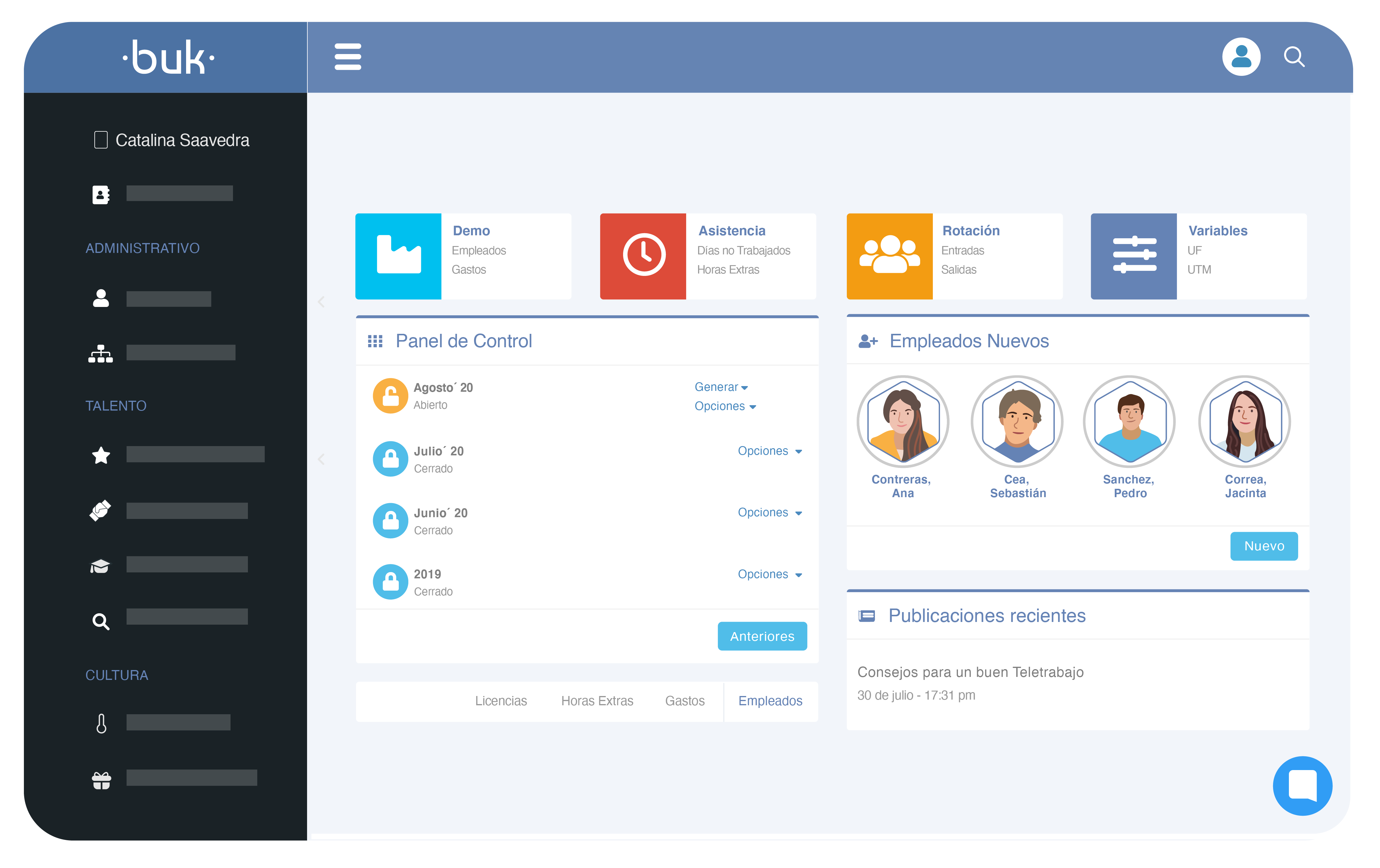 La plataforma de BUK tiene un diseño práctico e intuitivo.