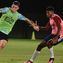 Matheus Uribe en la primera práctica de la Selección Colombia.