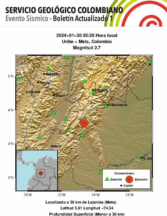 Temblor en Uribe, Meta.
