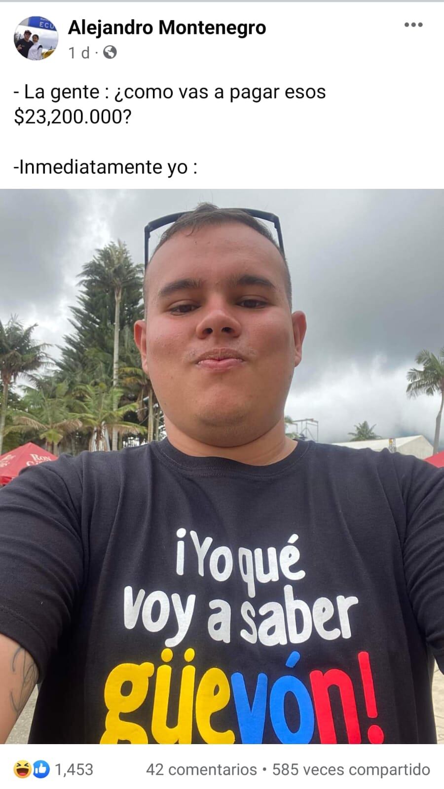 Alejandro Montenegro, hincha del Deportes Tolima. Foto: Facebook Alejandro Montenegro.