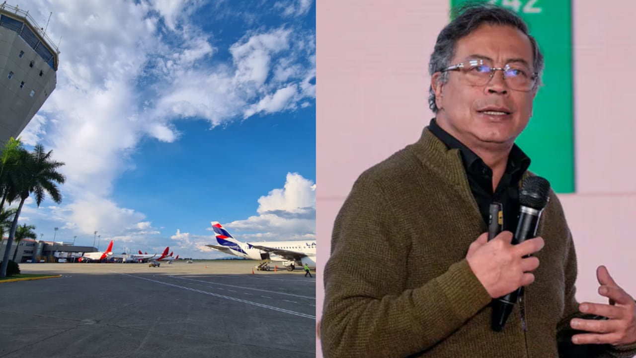 Aeropuerto de Palmira, en el Valle del Cauca, y el presidente Gustavo Petro.