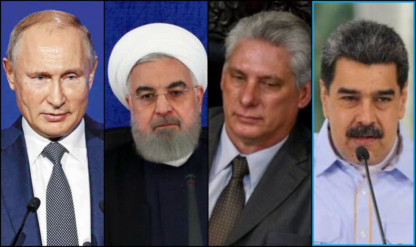 Vladimir Putin, presidente de Rusia; Hassan Rohani, presidente de Irán; Miguel Díaz Canel, presidente de Cuba, y Nicolás Maduro, Presidente de Venezuela.